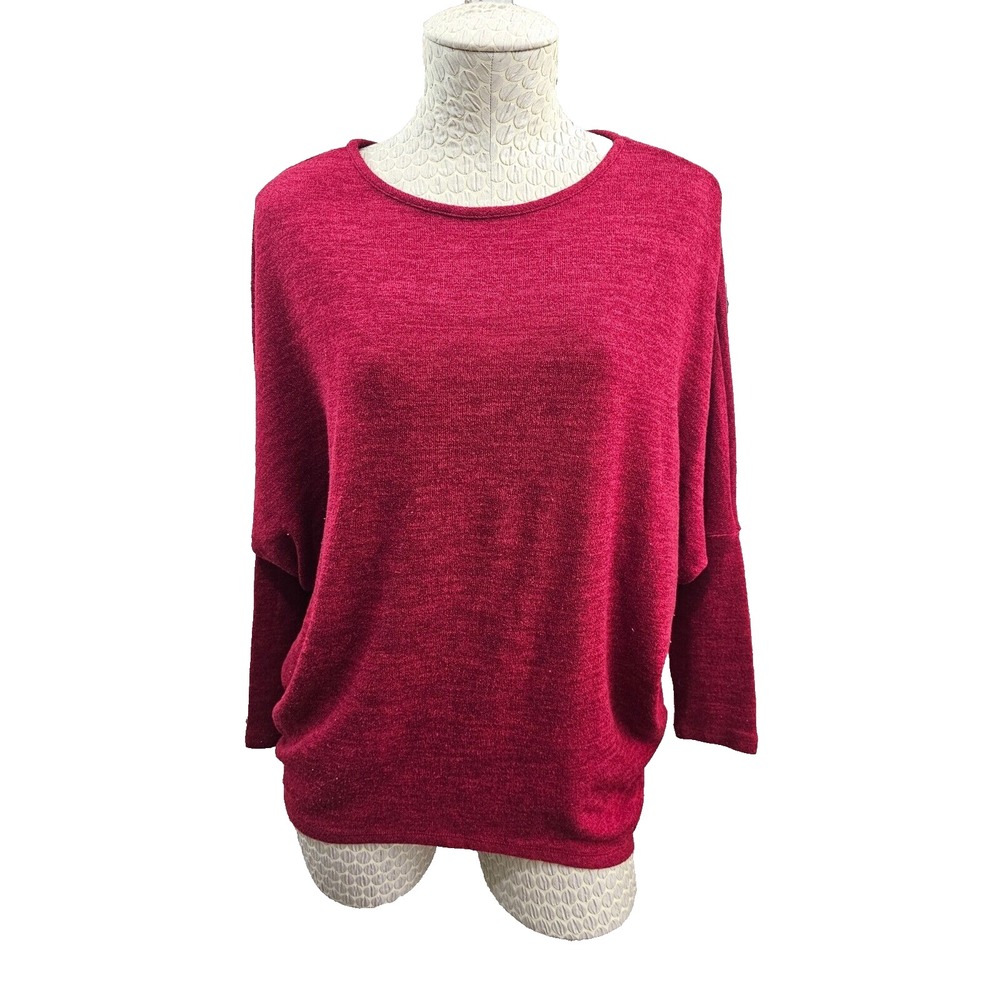 ISCA Women's L Drop Shoulder 3/4 Sleeve Pullover Hi-Lo Lightweight Sweater EUC‎